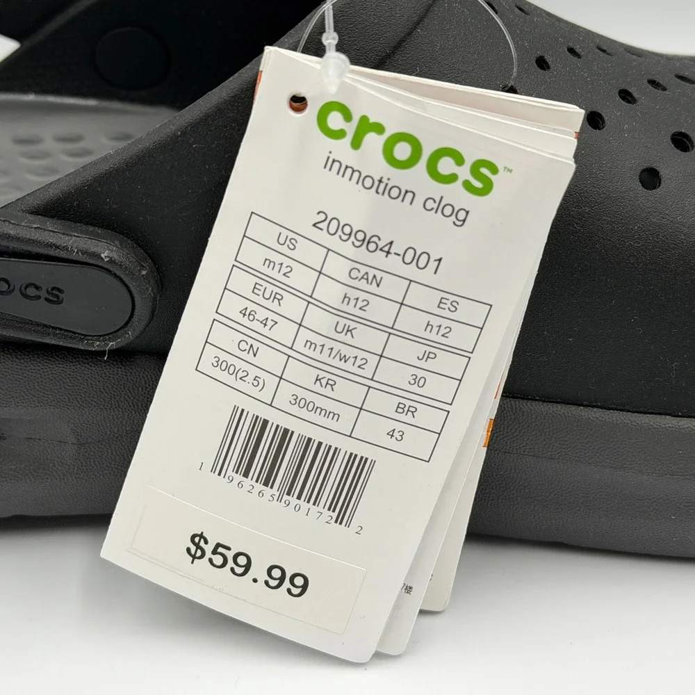 Crocs Inmotion Clog Men 12 Black LiteRide Comfort Sandal 209964-001 **NEW**